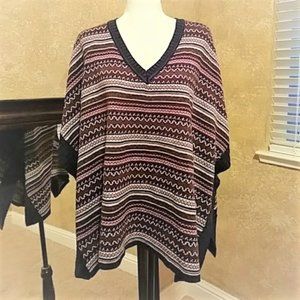 Knit Fair Isle Nordic Sweater Poncho Sz XL NWT
